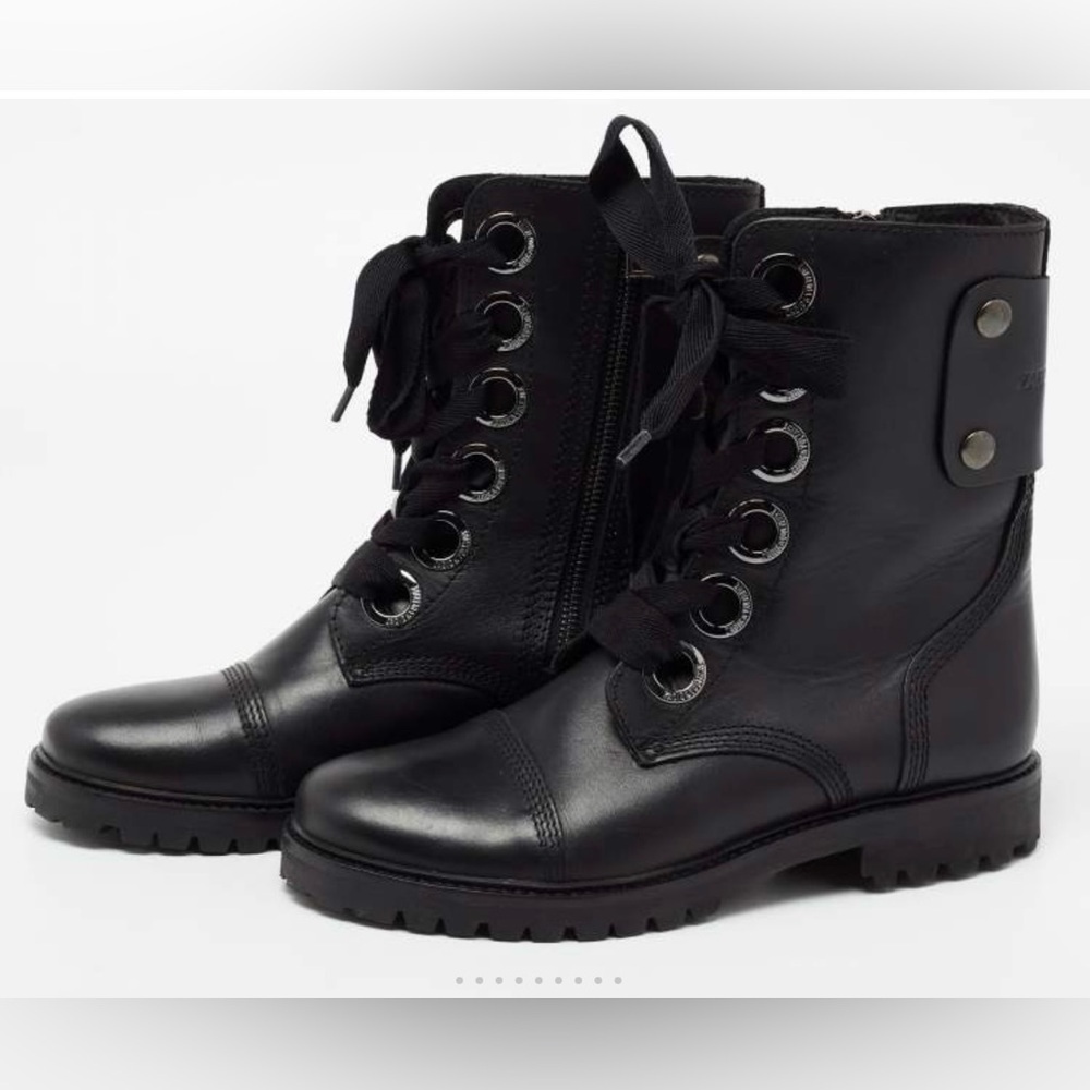Zadig and Voltaire Joe Black Lace-Up Combat Boots Size 37